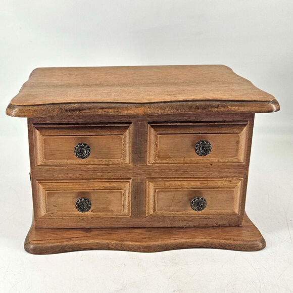 Vintage Wood French Provincial style Jewelry Box w secret compartments - Picture 1 of 7